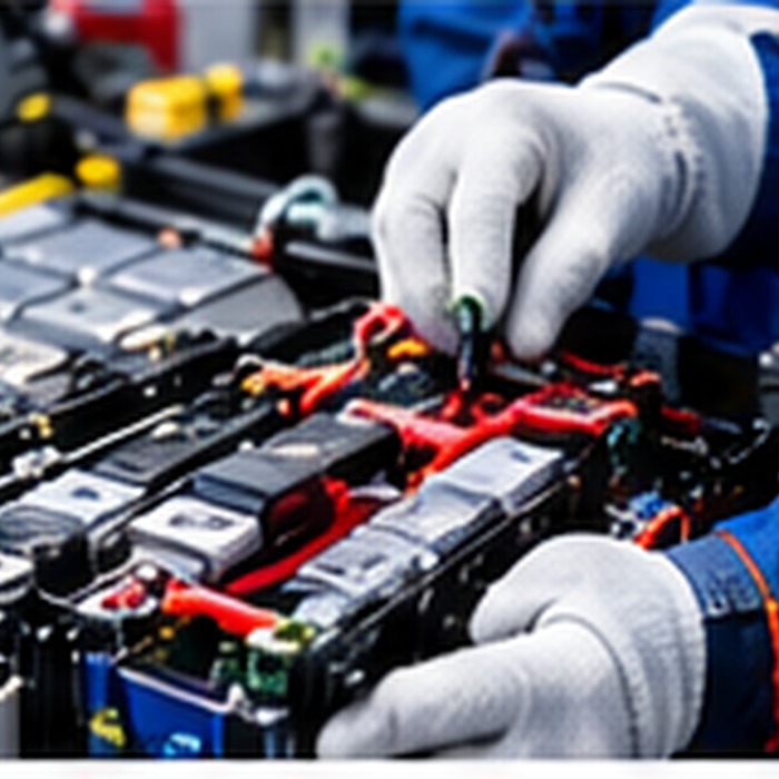 Battery service technician working on pack